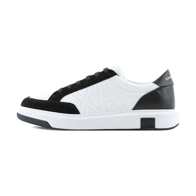 Armani Exchange Suede Round Toe Lace-up Low Top Sneakers 'White Black'