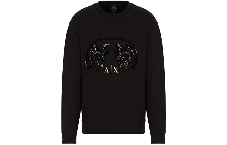 Armani Exchange Tiger Head Pullover Sweatshirt Black SS22 3LZMGG-ZJ1ZZ-1200