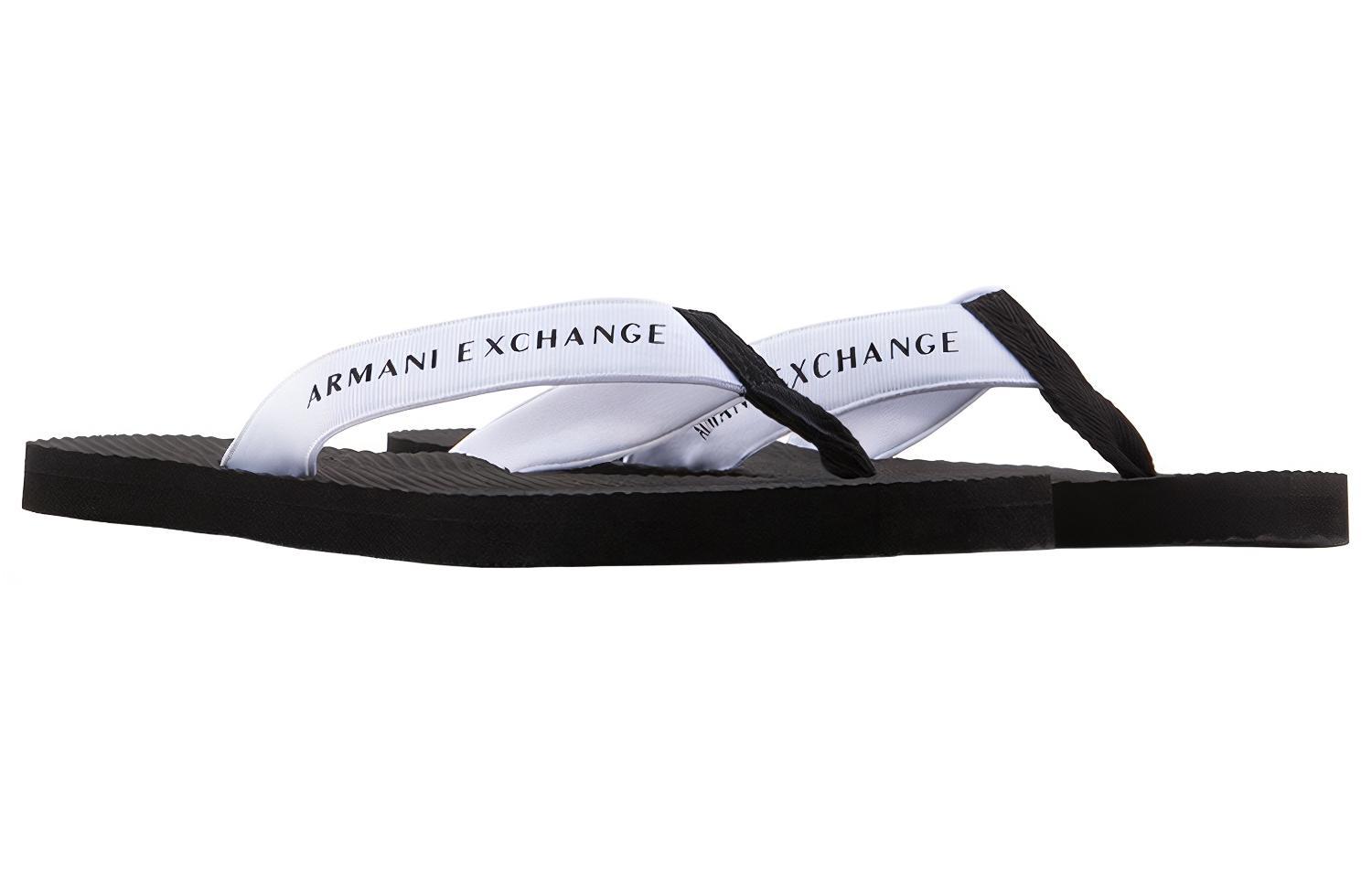 Lookbook 아르마니 익스체인지 토 포스트 슬리퍼 (화이트) XUQ003XV6771R326