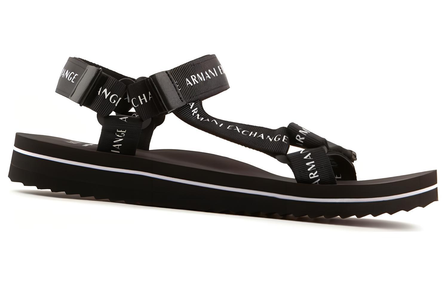 Order Selipar Fesyen Rata Velcro Armani Exchange 'Hitam' XUP009XV671100002