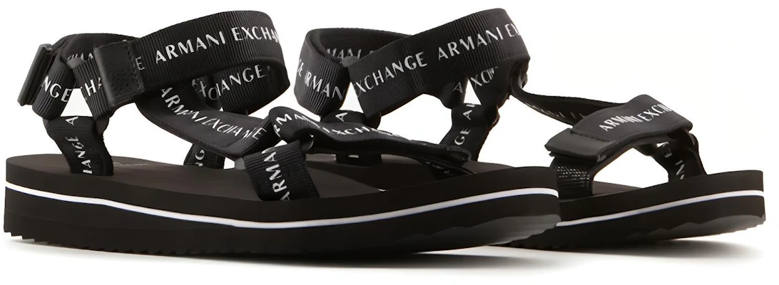 Armani Exchange Velcro Flat Fashion Sandals 'Black' XUP009XV671100002 Lookbook Armani Exchange Velcro Flat Fashion Sandals 'Black' XUP009XV671100002