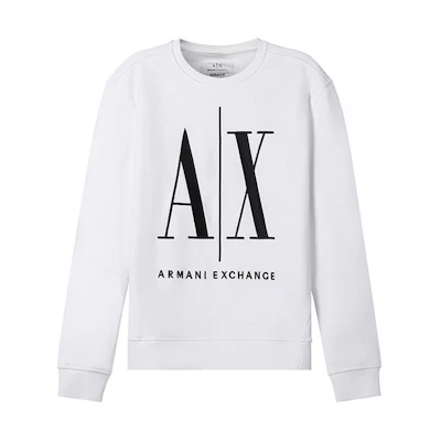 Armani Exchange White Cotton Embroidered Logo Crewneck Sweatshirt 8NZMPA-ZJ1ZZ-1100