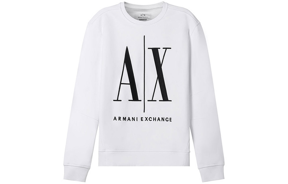 Order Armani Exchange White Cotton Embroidered Logo Crewneck Sweatshirt 8NZMPA-ZJ1ZZ-1100