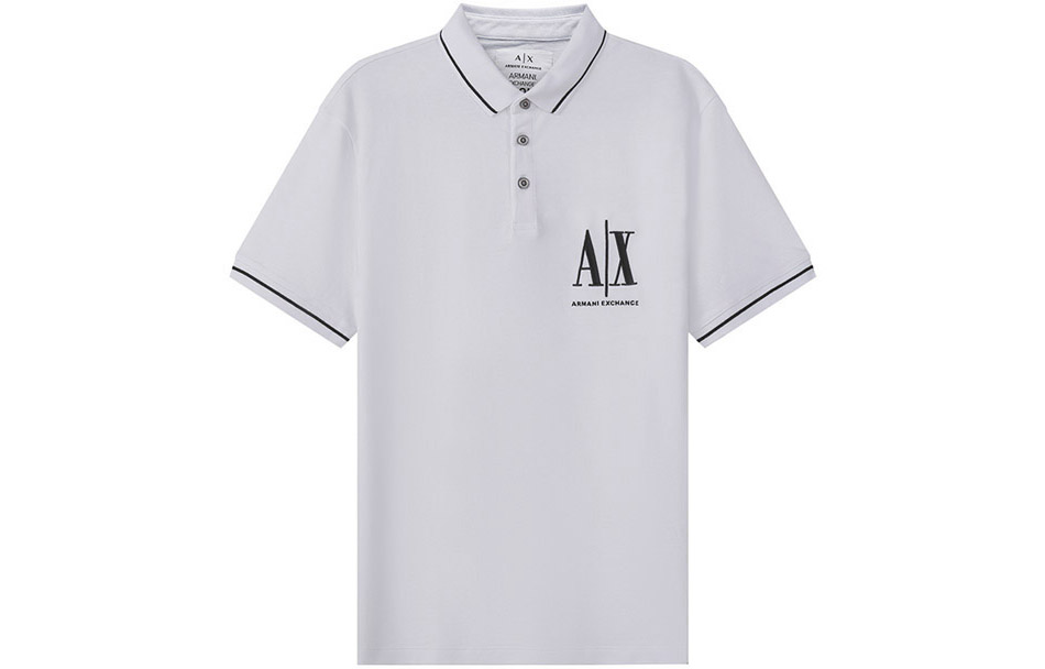 Armani Exchange White Embroidered Logo Polo Shirt SS22 Cotton 8NZFPA-Z8M5Z-1100