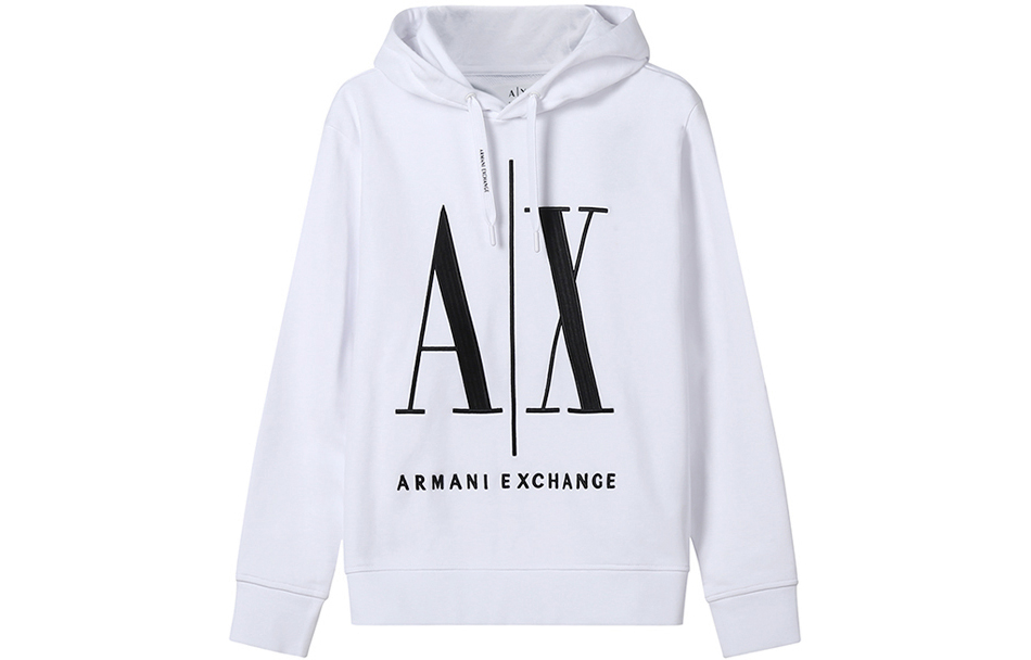 Armani Exchange White Hoodie with Logo Print 8NZMPC-ZJ1ZZ-1100