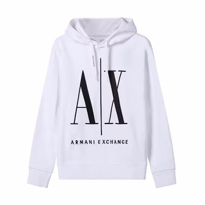 Armani Exchange White Hoodie with Logo Print 8NZMPC-ZJ1ZZ-1100
