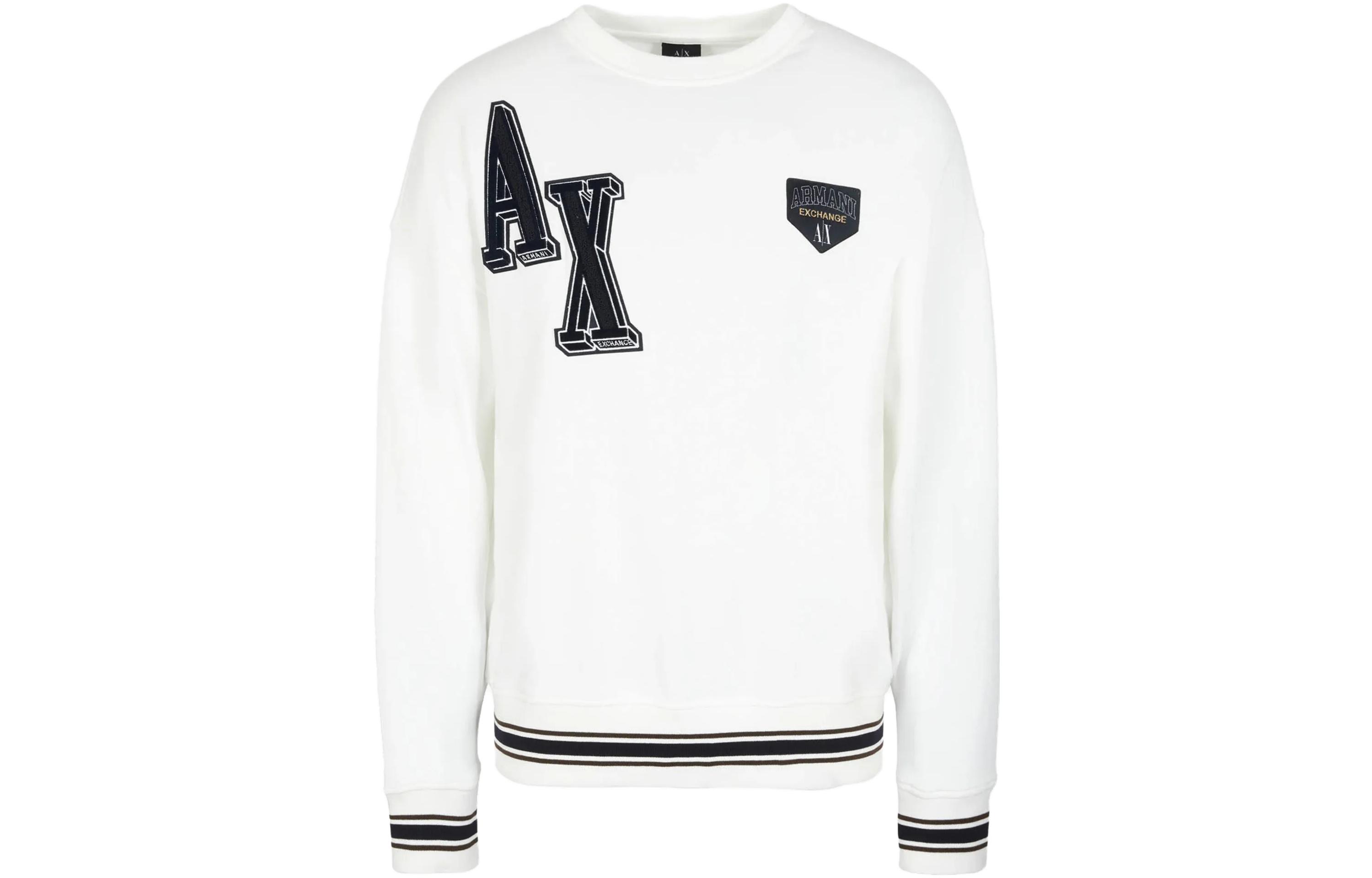 Armani Exchange White Logo Crewneck Loose-Fit Long-Sleeve Sweatshirt 6RZMJE-ZJDPZ-1116