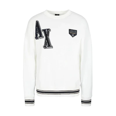 Armani Exchange White Logo Crewneck Loose-Fit Long-Sleeve Sweatshirt 6RZMJE-ZJDPZ-1116