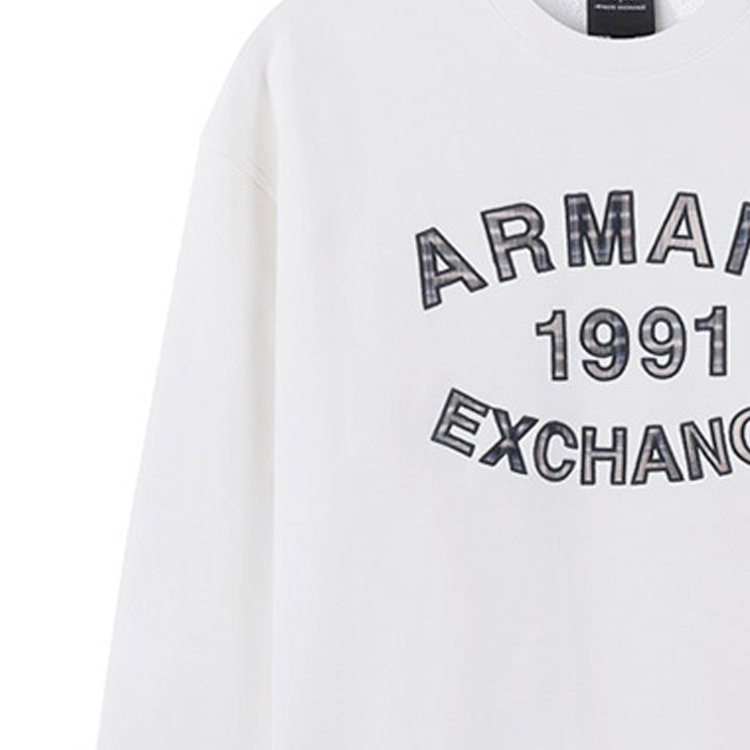 Details for Armani Exchange 白色刺繡Logo格紋寬鬆版圓領休閒上衣 6RZMGA-ZJ4XZ-1116