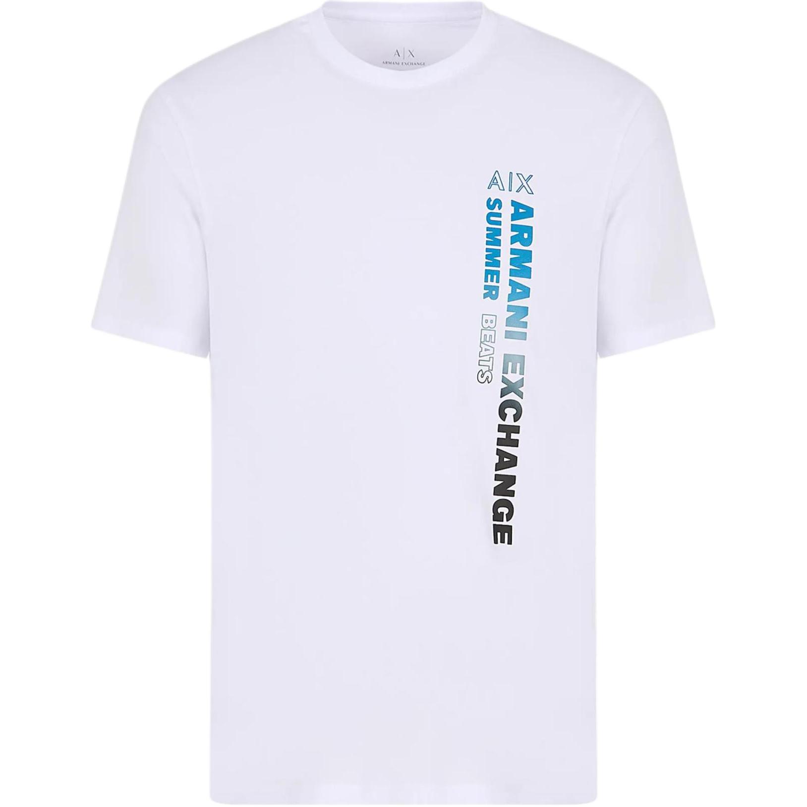 Armani Exchange White Logo Print Crew Neck T-Shirt Short Sleeve. 3RZTJJ-ZJ8EZ-1100