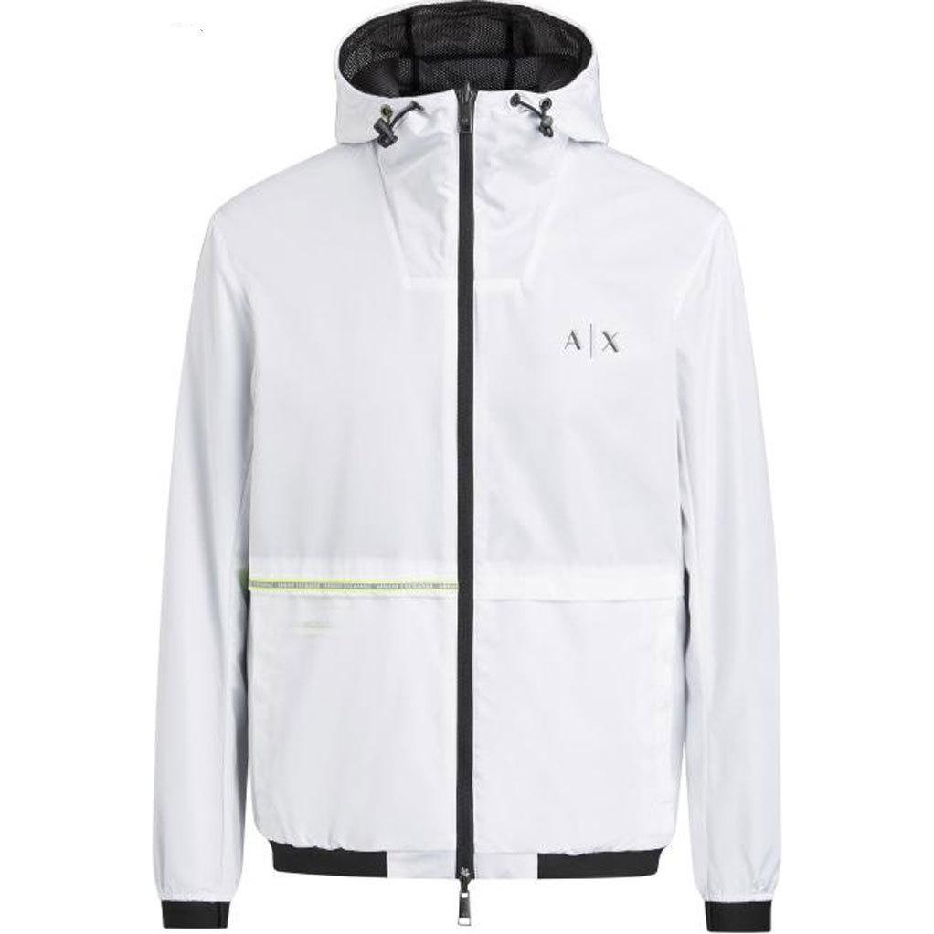 Armani Exchange White Slim-Fit Reversible Logo Hoodie Jacket 3KZB11-ZNJ7Z-1100
