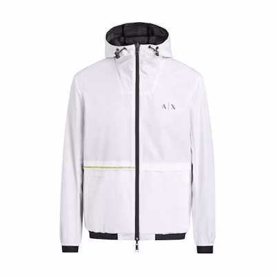 Armani Exchange White Slim-Fit Reversible Logo Hoodie Jacket 3KZB11-ZNJ7Z-1100