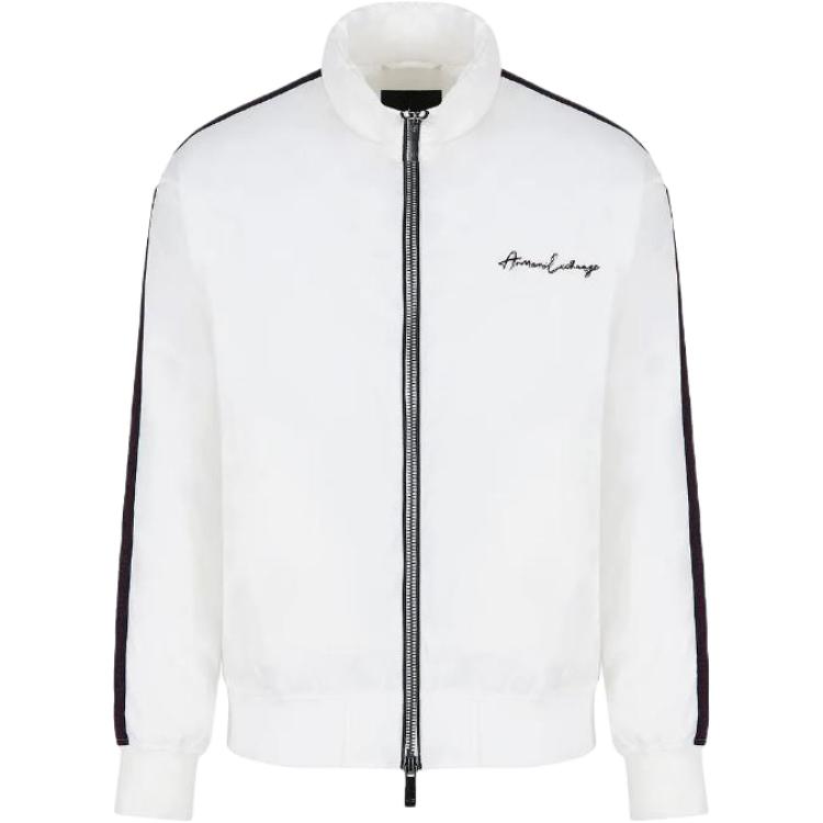 Armani Exchange White Zip Jacket with AE Logo Print 6RZBL6-ZN2UZ-11116