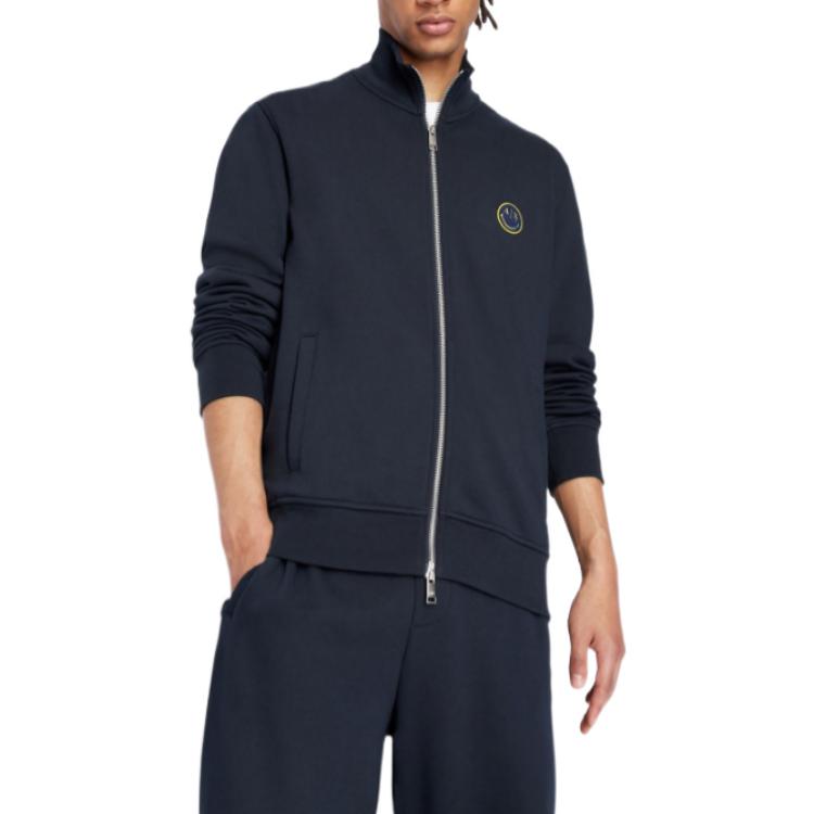 Lookbook ARMANI EXCHANGE x SmileyWorld FW22 笑臉標誌海軍藍可翻轉外套。 6LZMJDZ-J6HZ1-1510