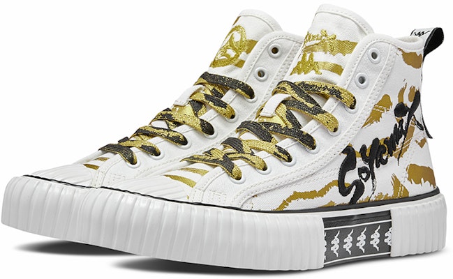 Kappa 藝術家聯名系列 五行金 高幫 板鞋 男女同款 白金 Lookbook Kappa 藝術家聯名系列 五行金 高幫 板鞋 男女同款 白金