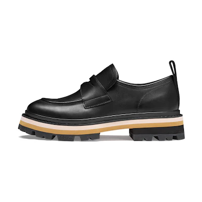 Ash GENIAL BIS 'Black Leather Thick-Sole Loafers'