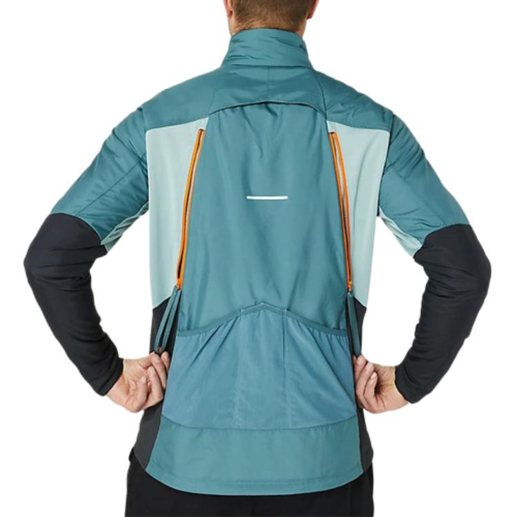 Lookbook Asics 拼布長袖拉鍊夾克 藍綠色 2011C936-400