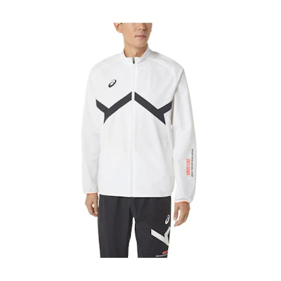 ASICS A-I-M White Striped Stand Collar Zip-Up Stretch Jacket for Men 2031D991-100