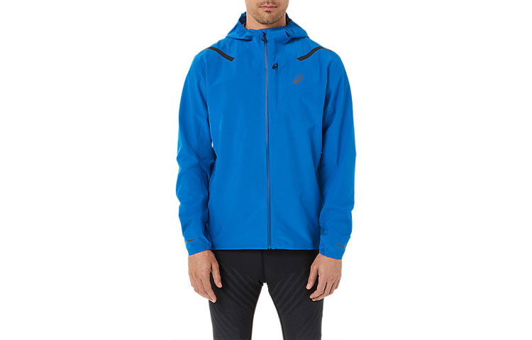 ASICS Accelerate Waterproof 20 Jacket Blue Hooded Full-Zip Jacket 2011C242-400
