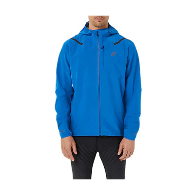 ASICS Accelerate Waterproof 20 Jacket Blue Hooded Full-Zip Jacket 2011C242-400