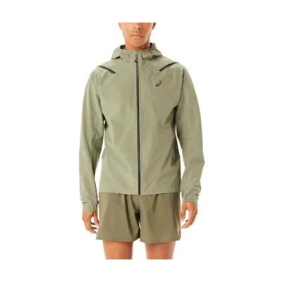 ASICS Accelerate Waterproof 20 Jacket Green Hooded Zip-Up Jacket 2011C242-302