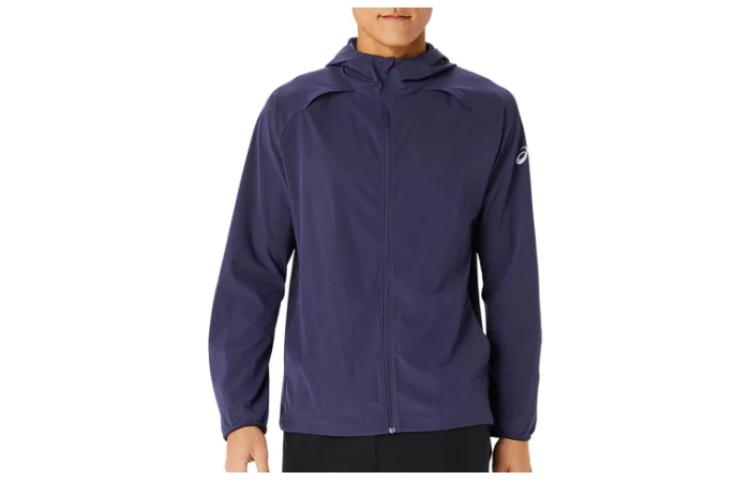 ASICS ACTBREEZE VENTED Woven Jacket Blue Hooded Long Sleeve with Logo Embroidery 2031D782-502