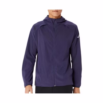 ASICS ACTBREEZE VENTED Woven Jacket Blue Hooded Long Sleeve with Logo Embroidery 2031D782-502