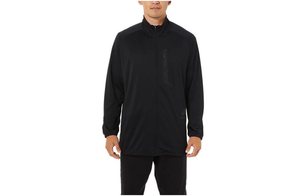 ASICS Actibreeze Jacquard Jacket Black Stand Collar Raglan Sleeve 2031C744-001
