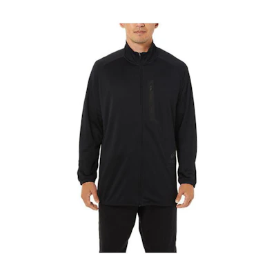 ASICS Actibreeze Jacquard Jacket Black Stand Collar Raglan Sleeve 2031C744-001