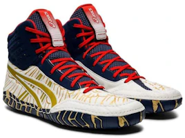 Lookbook Asics Aggressor 4 防滑耐磨 高筒 跑步鞋 男款 白藍黃拼色