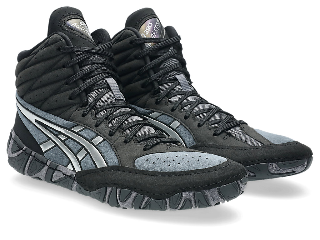 Lookbook ASICS Aggressor 6 Zapatos de Lucha Libre Negro/Plata Pura 1081A067-001