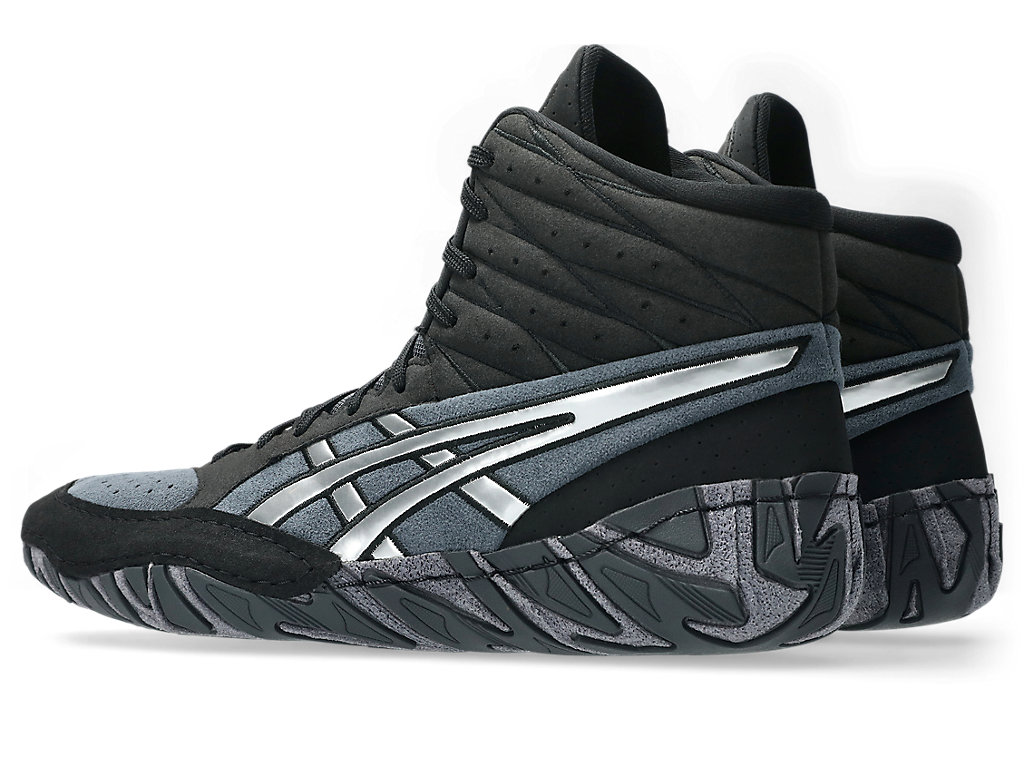 Shop ASICS Aggressor 6 Zapatos de Lucha Libre Negro/Plata Pura 1081A067-001