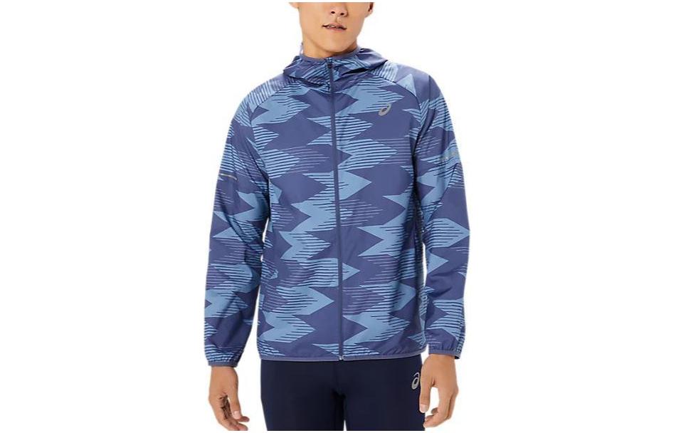 ASICS All-Over Print Zip-Up Hoodie Jacket Blue 2011D013-401