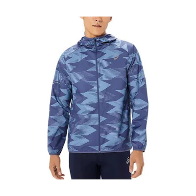 ASICS All-Over Print Zip-Up Hoodie Jacket Blue 2011D013-401