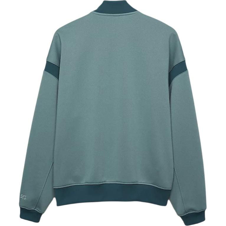 Lookbook Chaqueta Unisex ASICS AW24 Knit Varsity SportStyle en Verde Celadón 2203A284-300
