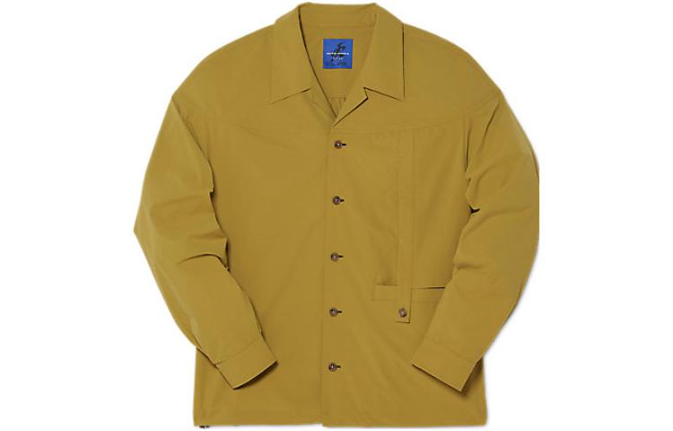 Asics Badge Yellow Unisex Loose Fit Long Sleeve Shirt with Single Button Collar 2203A229-750