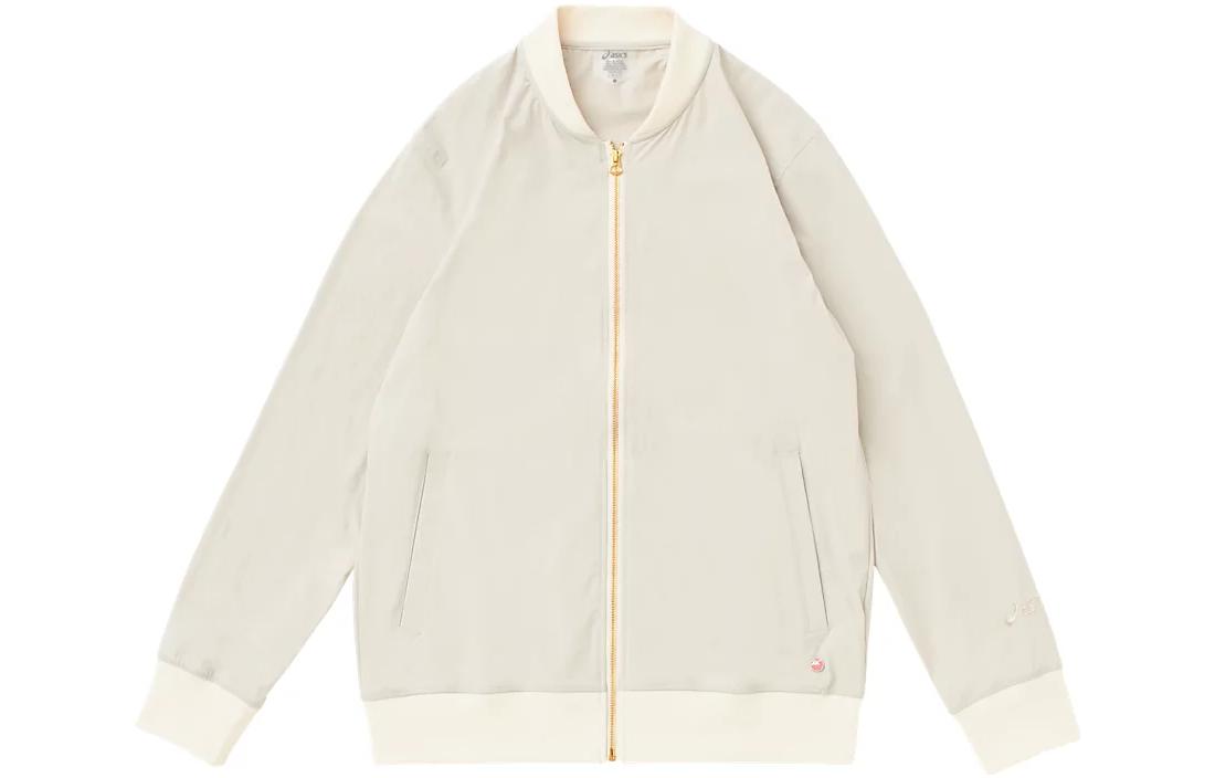 ASICS Beige Solid Baseball Collar Zip Pocket Jacket 2191A305-020