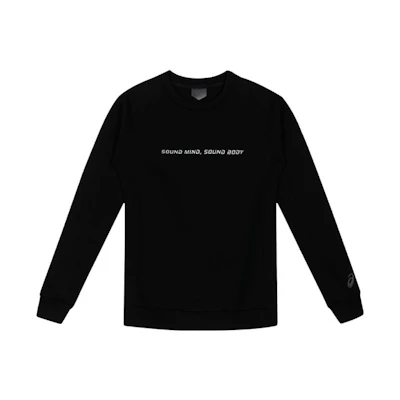 ASICS Black Crewneck Logo Sweatshirt Long Sleeve Casual Sportswear 2031D735-001