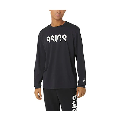 ASICS Black Crewneck Sweatshirt with Letter Pattern Print Long Sleeves 2031E230-005