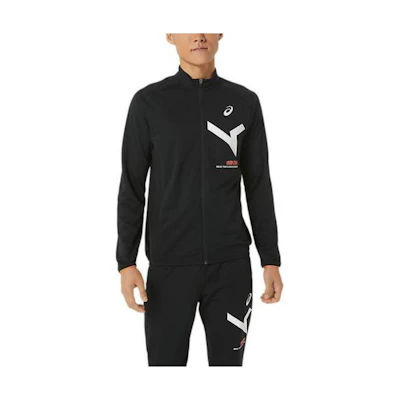 ASICS Black Full-Zip Jacket with Graphic Letter Print 2031D996-001