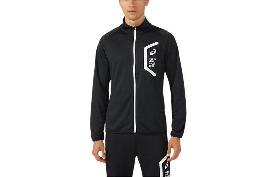 ASICS Black High Collar Zip-Up Jacket with Letter Print 2031D909-001