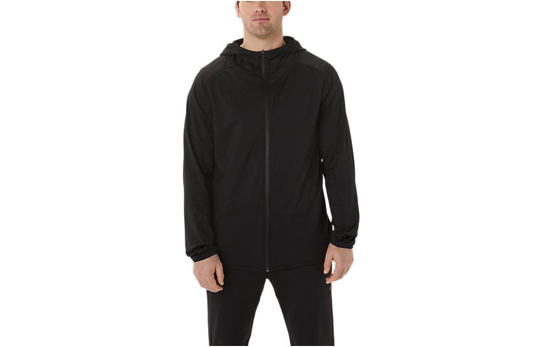 ASICS Black Hooded Jacket with Front Logo Lettering Print 2031D040-001