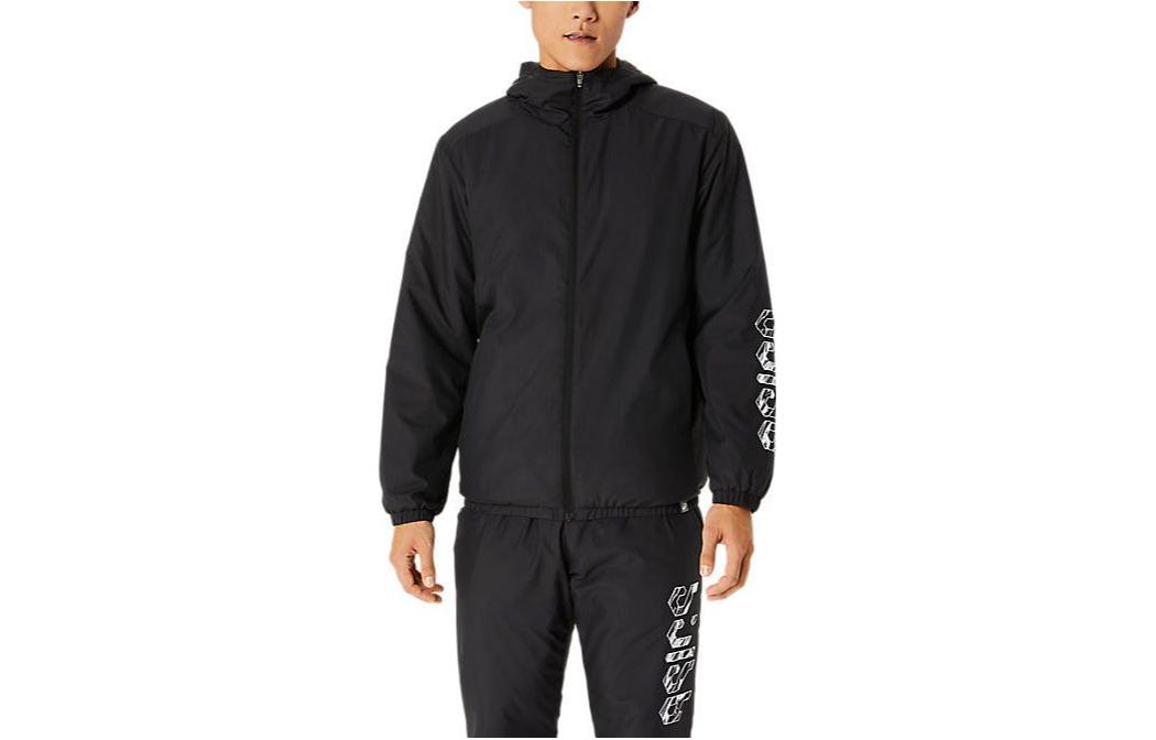 ASICS Black Hooded Jacket with Letter Print 2031E238-001