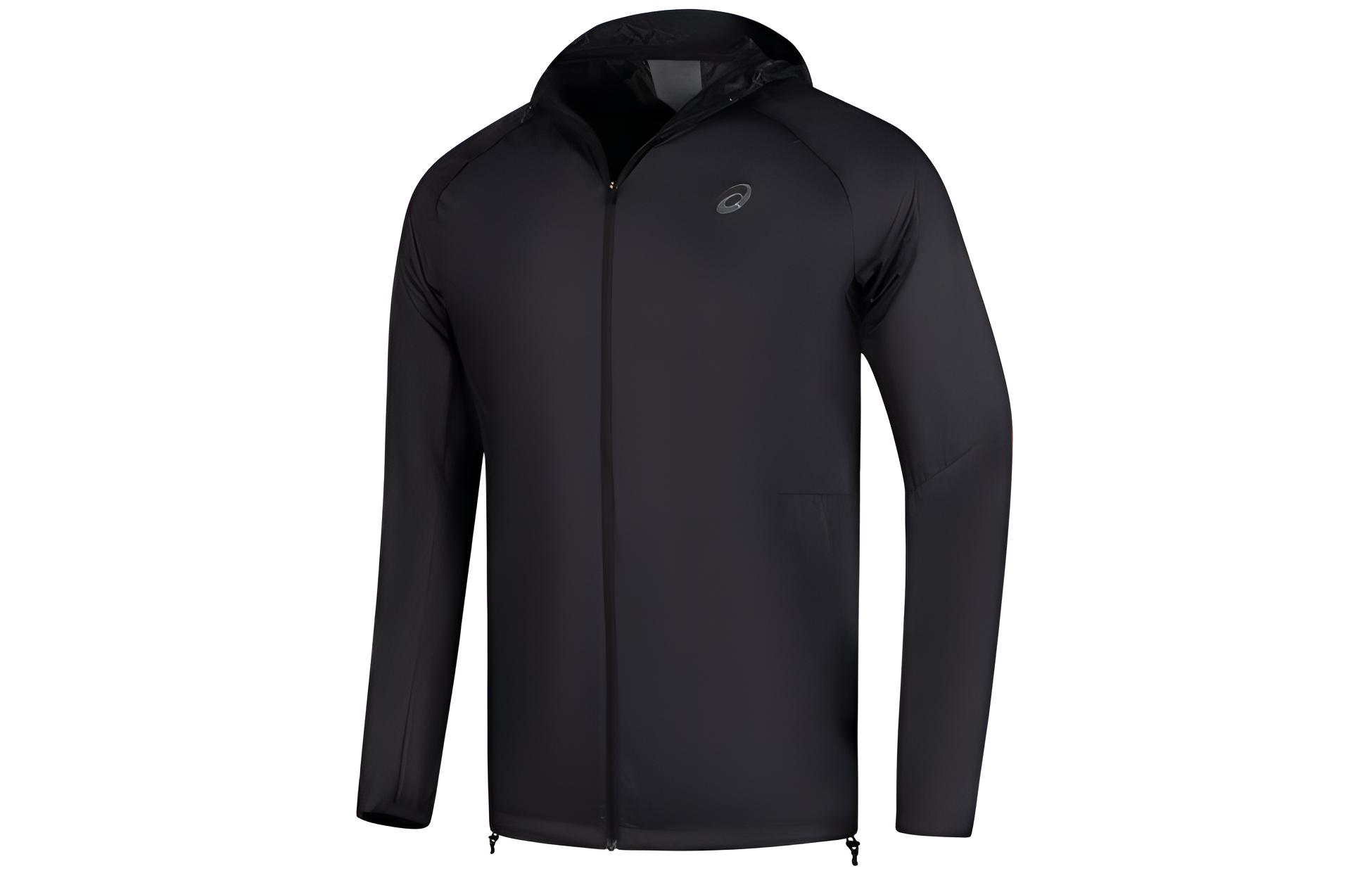 ASICS Black Hooded Raglan Sleeve Full-Zip Jacket 2011C968-001