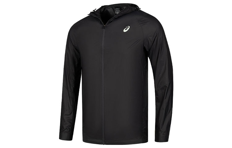 ASICS Black Logo Hoodie Full-Zip Casual Sports Jacket 2011D074-001