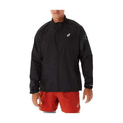 ASICS Black Logo Print Stand Collar Zip-Up Jacket 2011C833-001