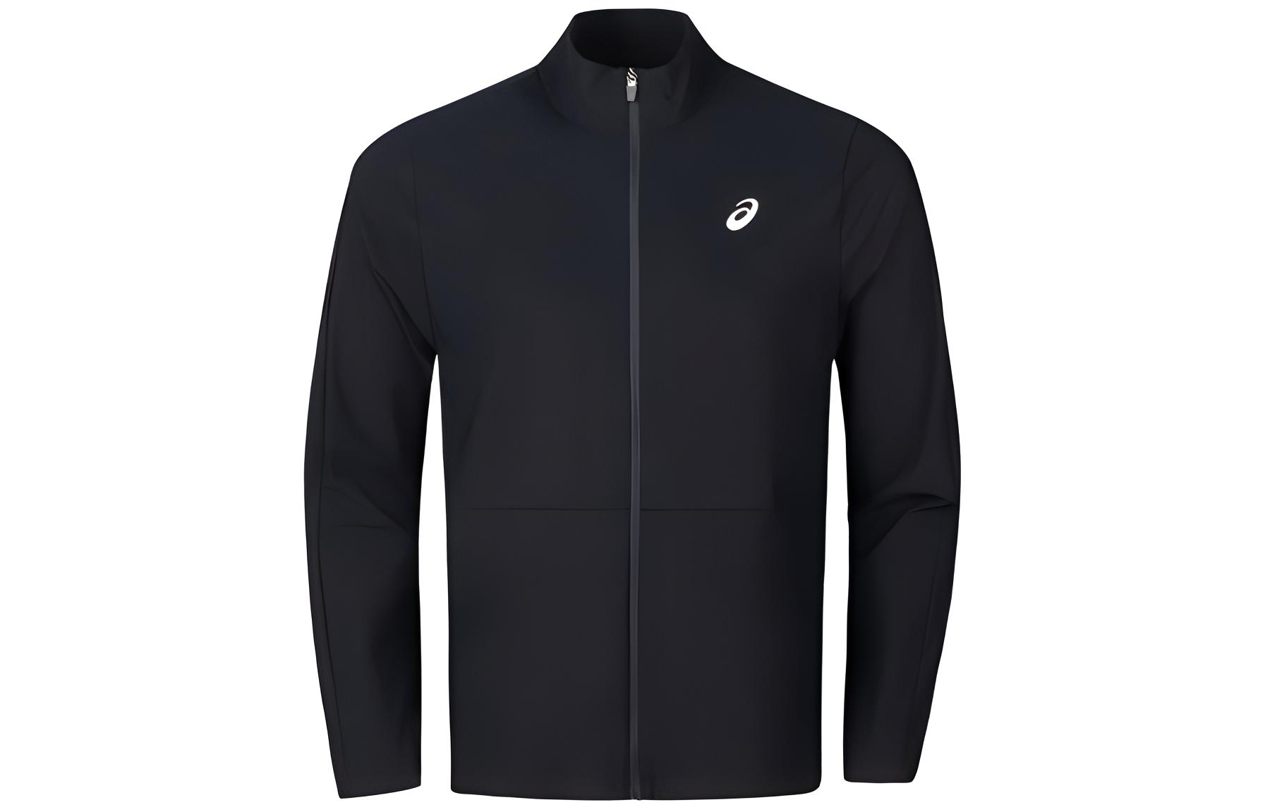 ASICS Black Logo Track Jacket with Stand Collar and Zipper 2031E665-001
