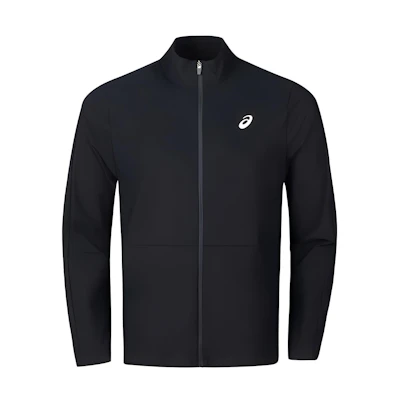 ASICS Black Logo Track Jacket with Stand Collar and Zipper 2031E665-001