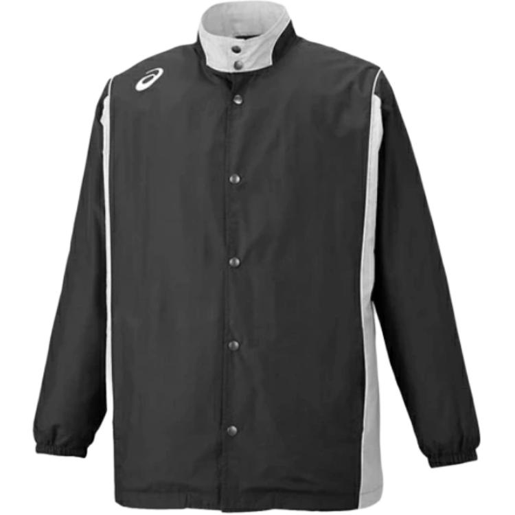 ASICS Black Loose Patterned Striped Collar Button Jacket 2063A198-001