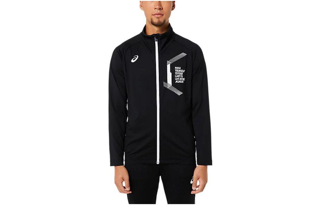 ASICS Black Patterned Zip-Up Long-Sleeve Jacket 2031C664-001